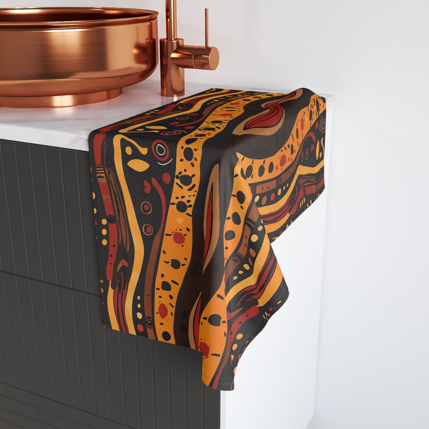 Abstract Aboriginal Dot Art Hand Towel - SANKTUARI DECOR