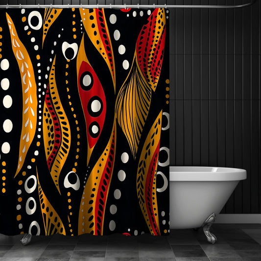Abstract Aboriginal Wave Pattern Shower Curtain - SANKTUARI DECOR