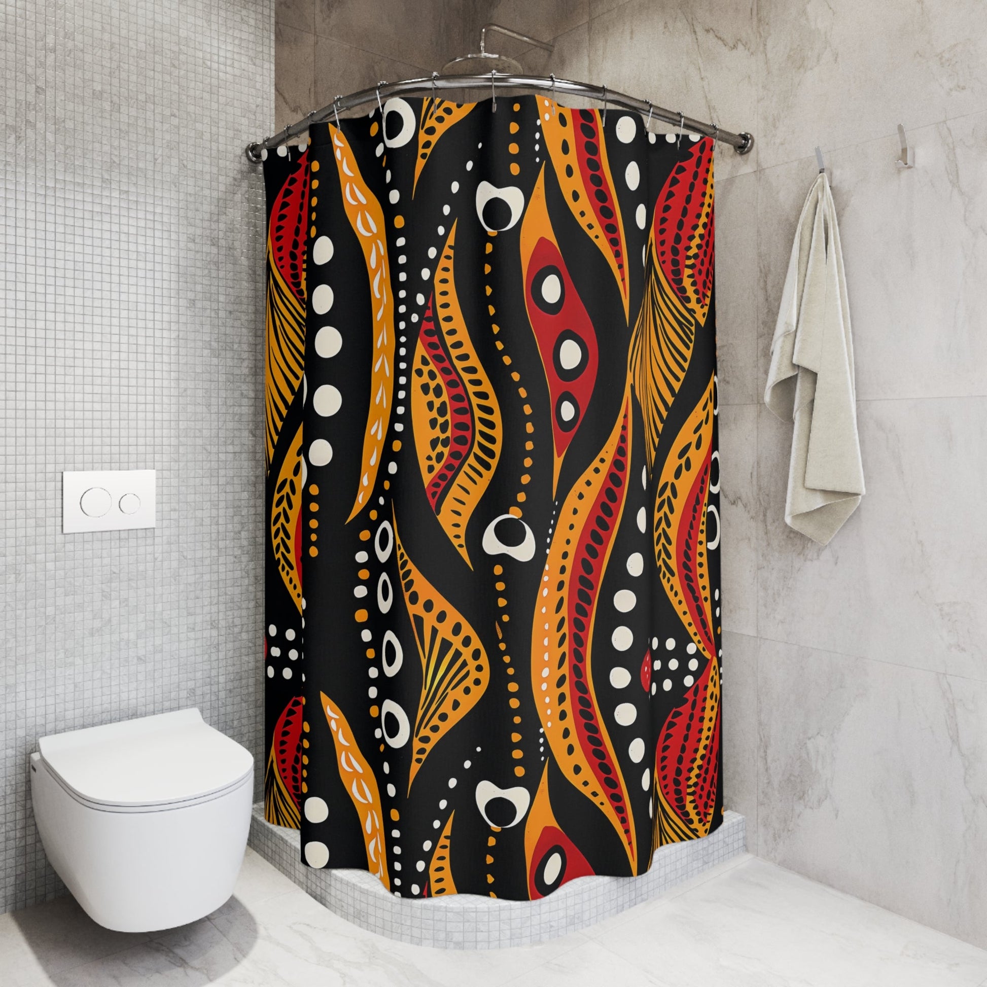 Abstract Aboriginal Wave Pattern Shower Curtain - SANKTUARI DECOR