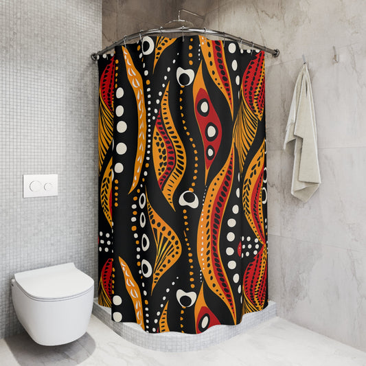 Abstract Aboriginal Wave Pattern Shower Curtain - SANKTUARI DECOR