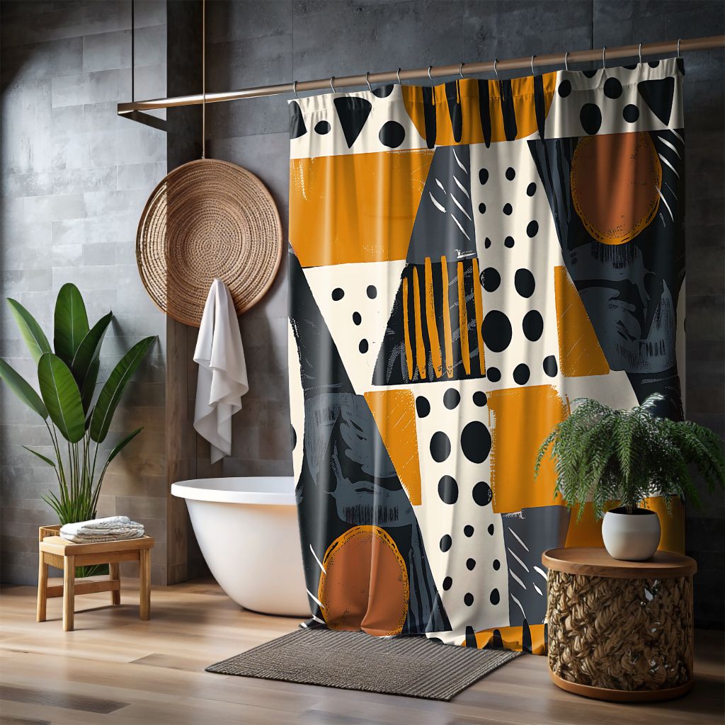 Abstract Geometric Pattern Shower Curtain - SANKTUARI DECOR