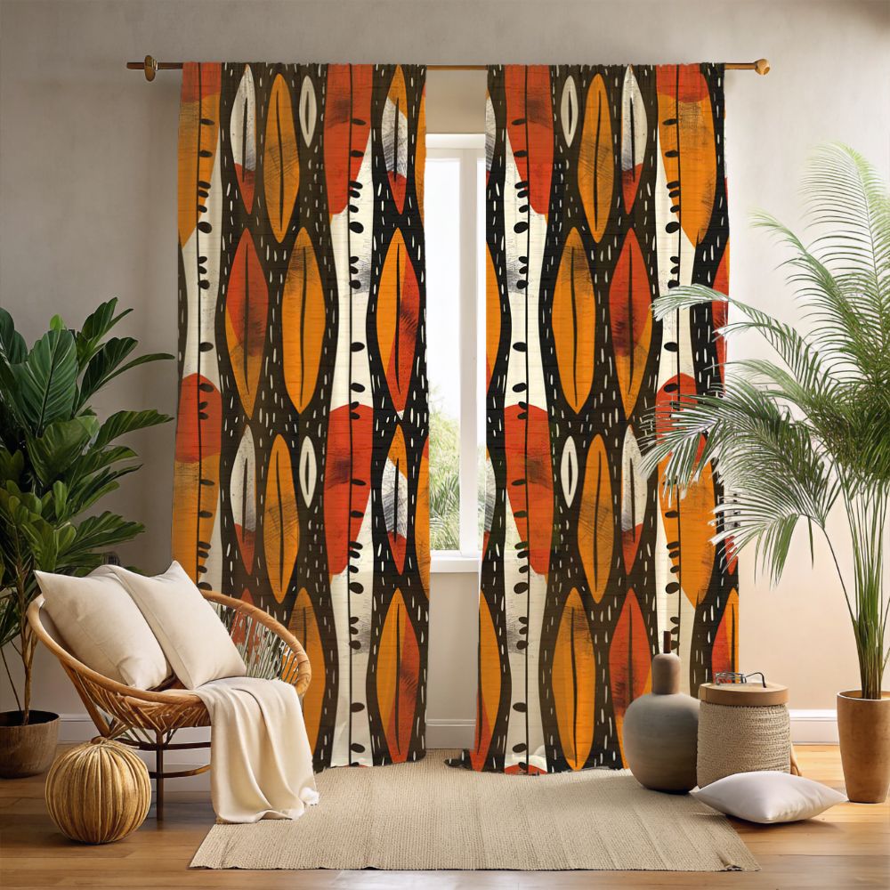 Abstract Tribal Leaf Curtains - SANKTUARI DECOR