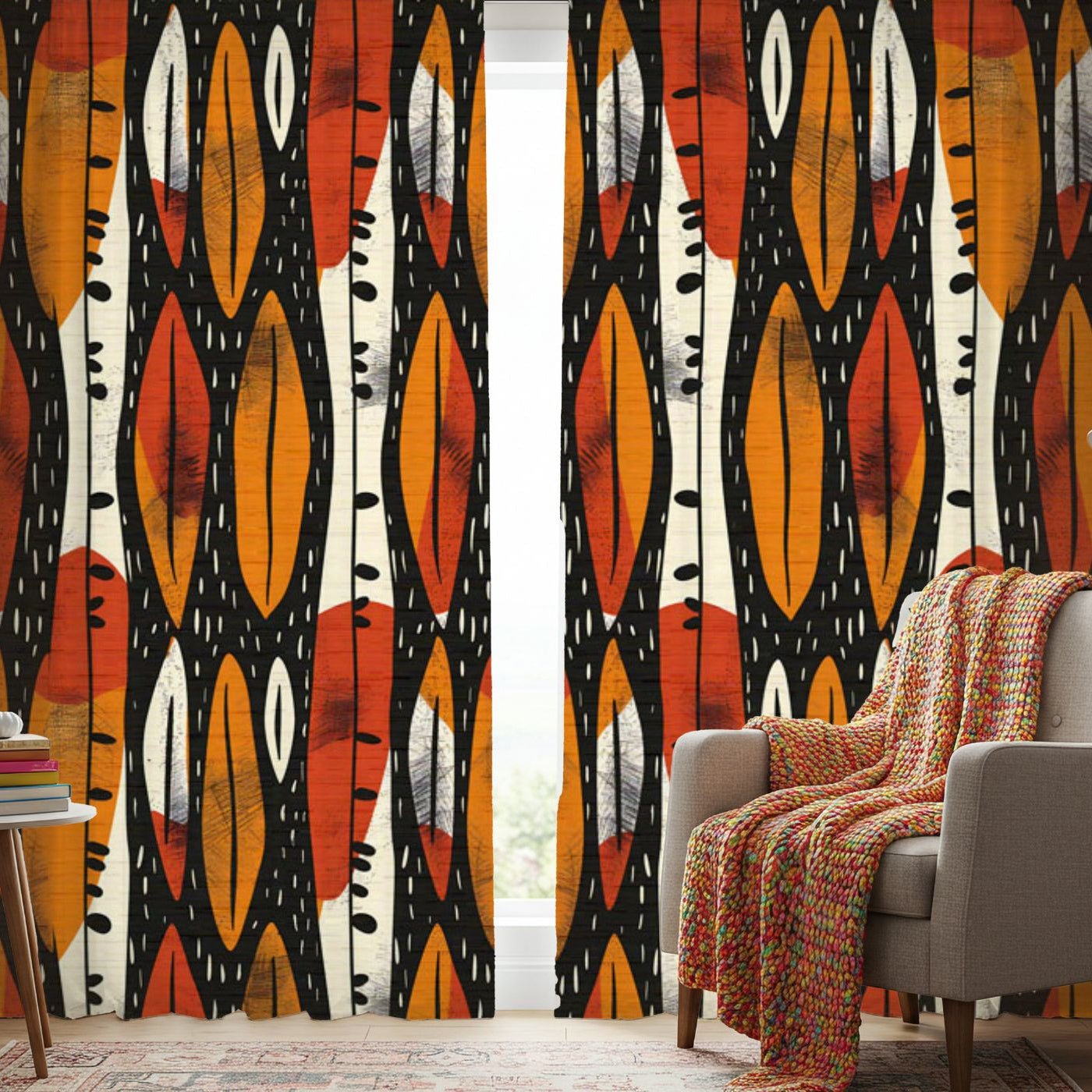 Abstract Tribal Leaf Curtains - SANKTUARI DECOR