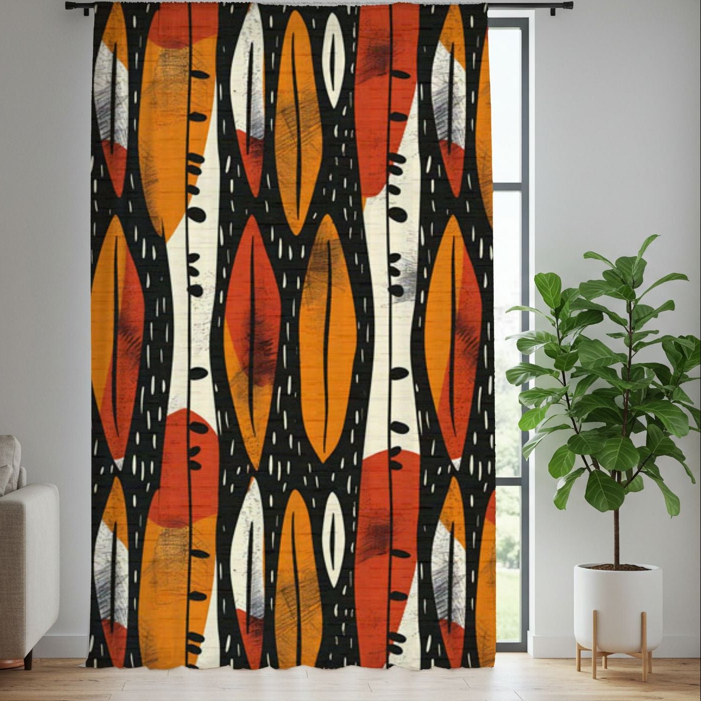 Abstract Tribal Leaf Curtains - SANKTUARI DECOR