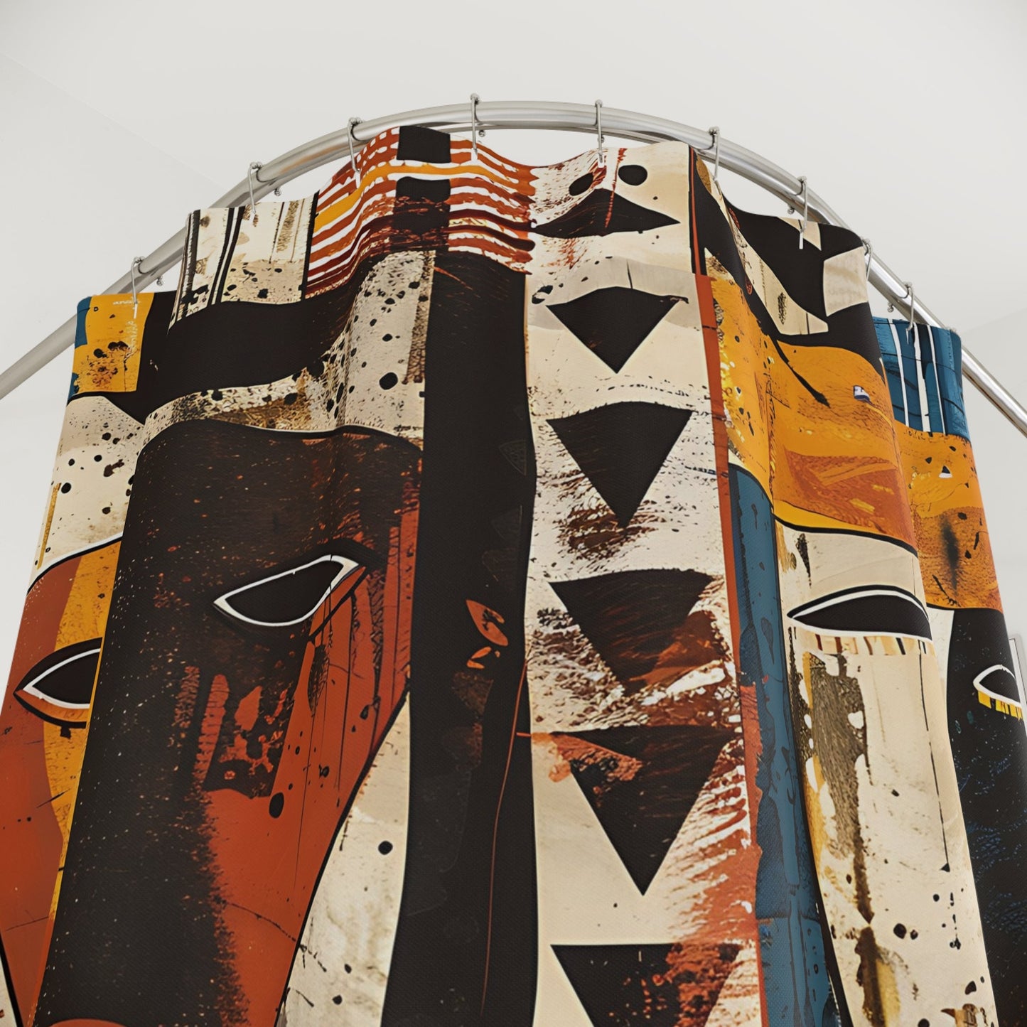 Abstract Tribal Masks Shower Curtain - SANKTUARI DECOR
