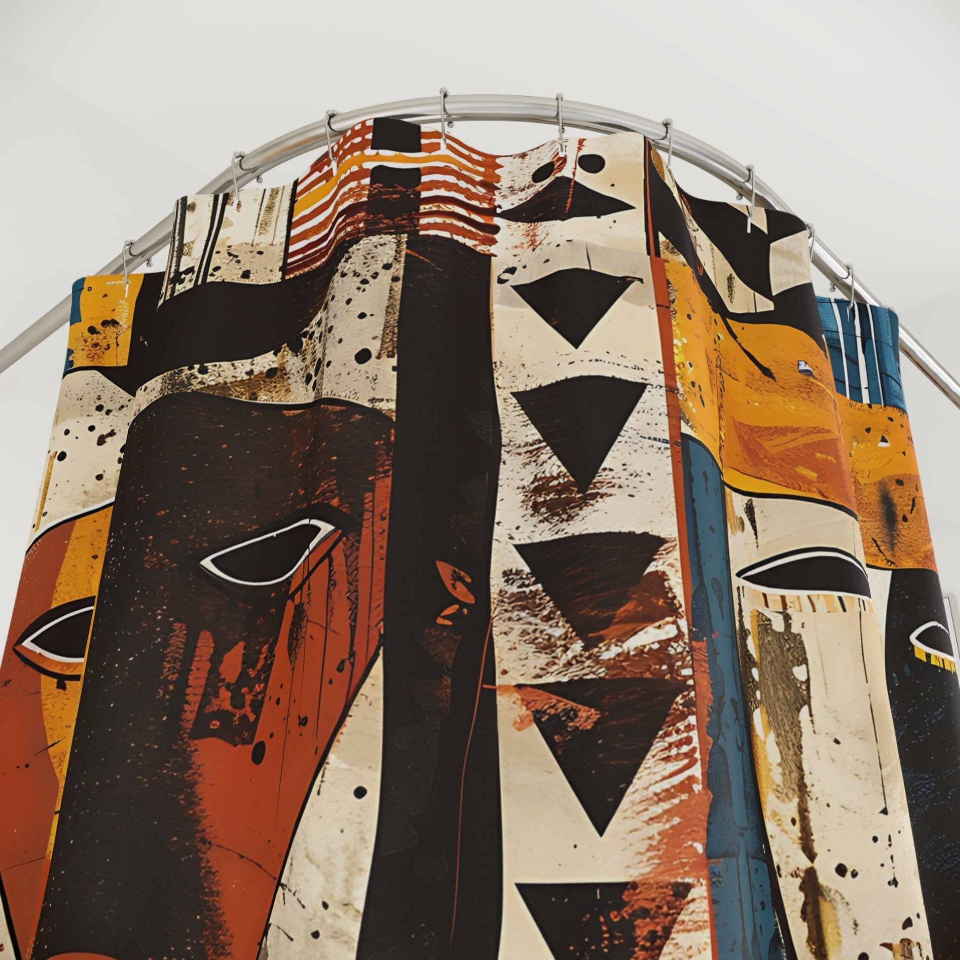 Abstract Tribal Masks Shower Curtain - SANKTUARI DECOR