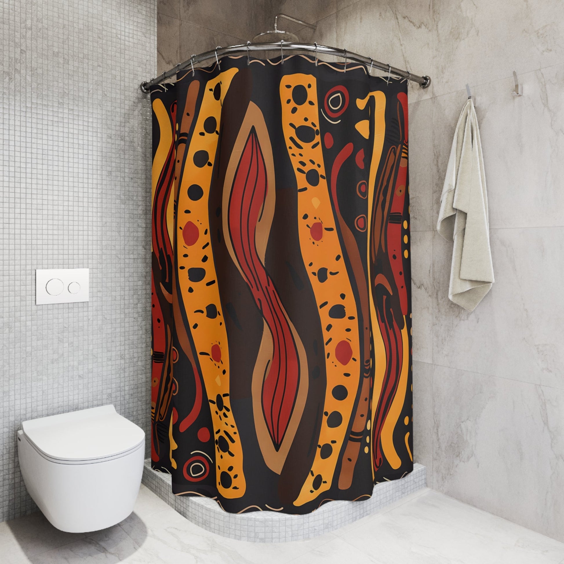 Abstract Tribal Waves Shower Curtain - SANKTUARI DECOR