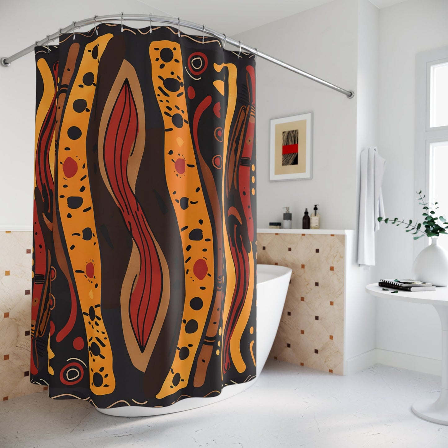 Abstract Tribal Waves Shower Curtain - SANKTUARI DECOR