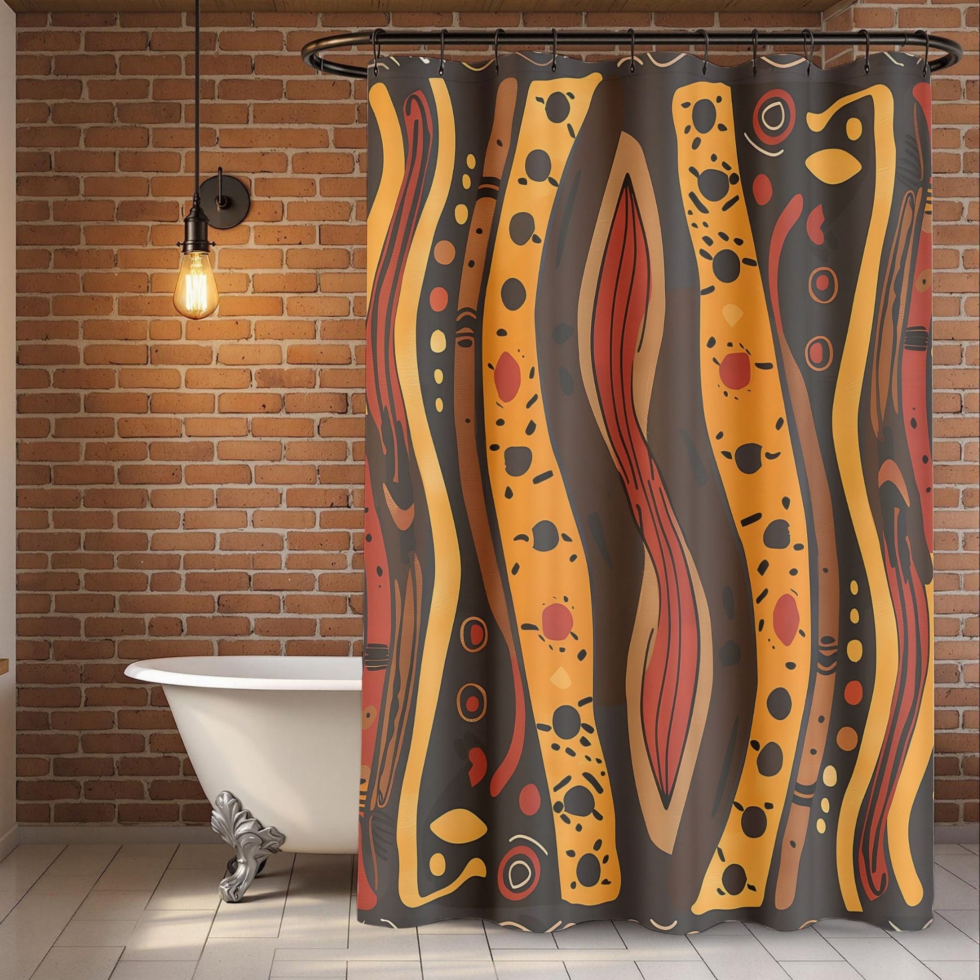 Abstract Tribal Waves Shower Curtain - SANKTUARI DECOR