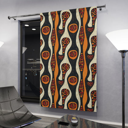 Geometric African window curtain panels