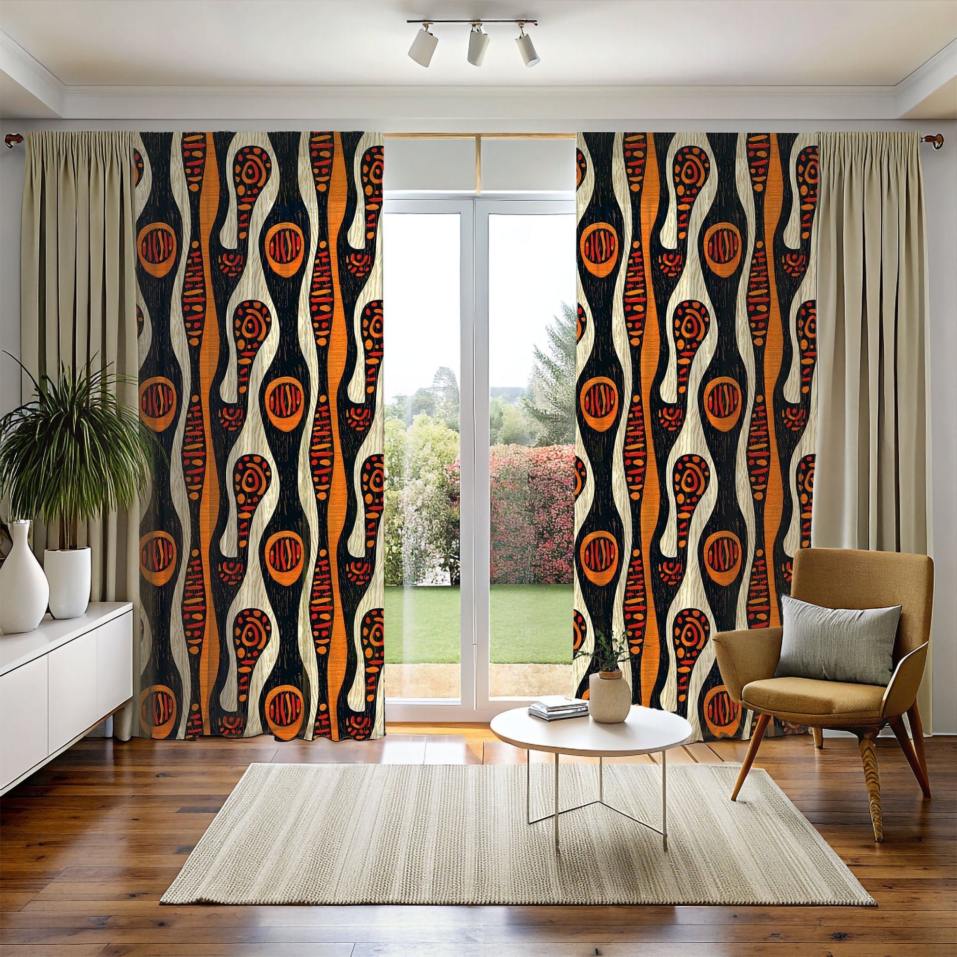 African Art Window Curtains - SANKTUARI DECOR