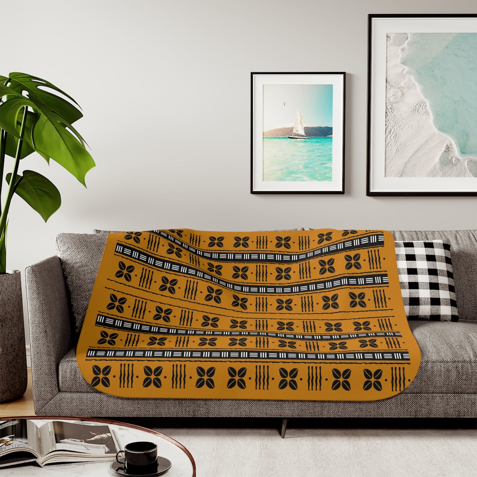 African Cowrie Shells Sherpa Blanket - SANKTUARI DECOR