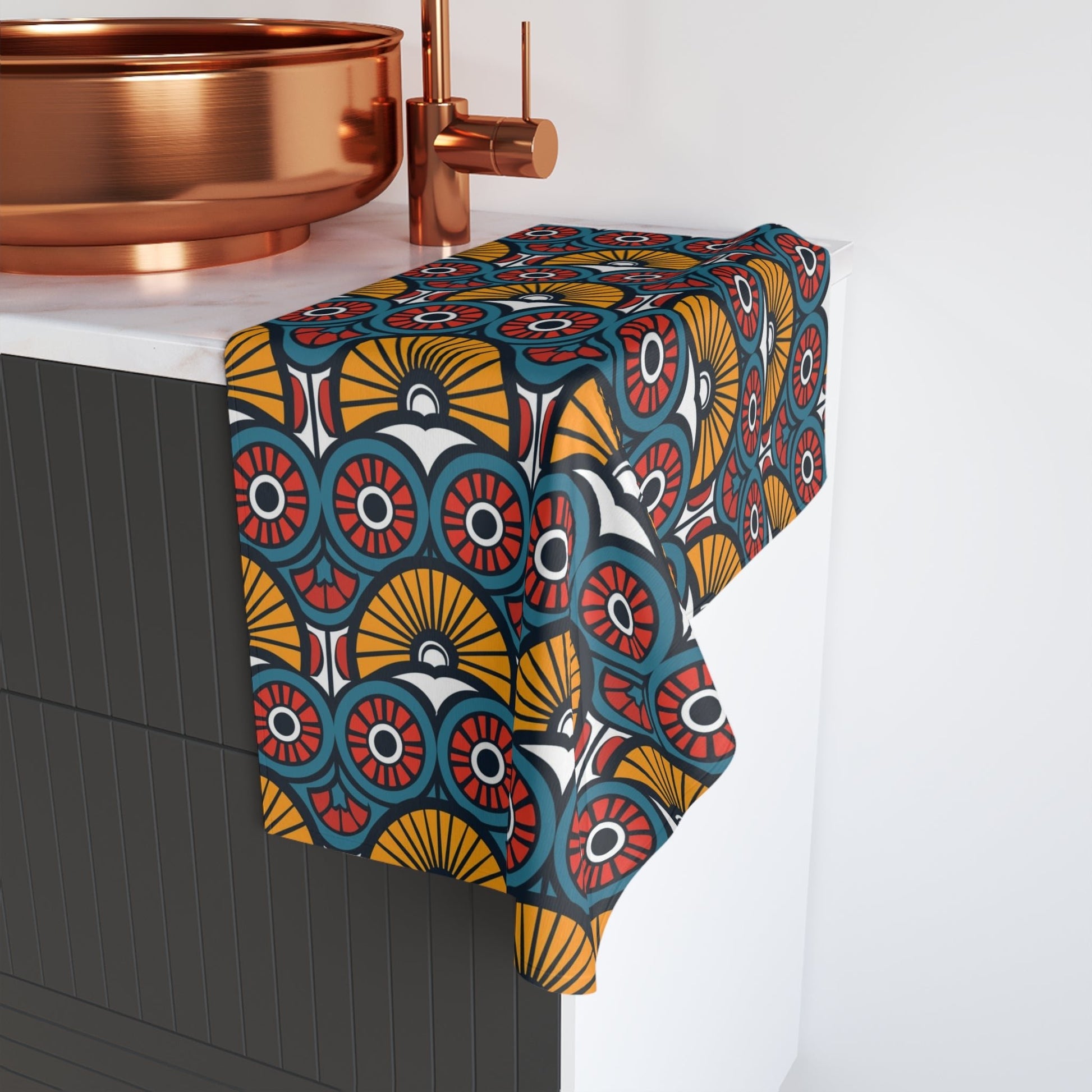 African Geometric Print Hand Towel - SANKTUARI DECOR