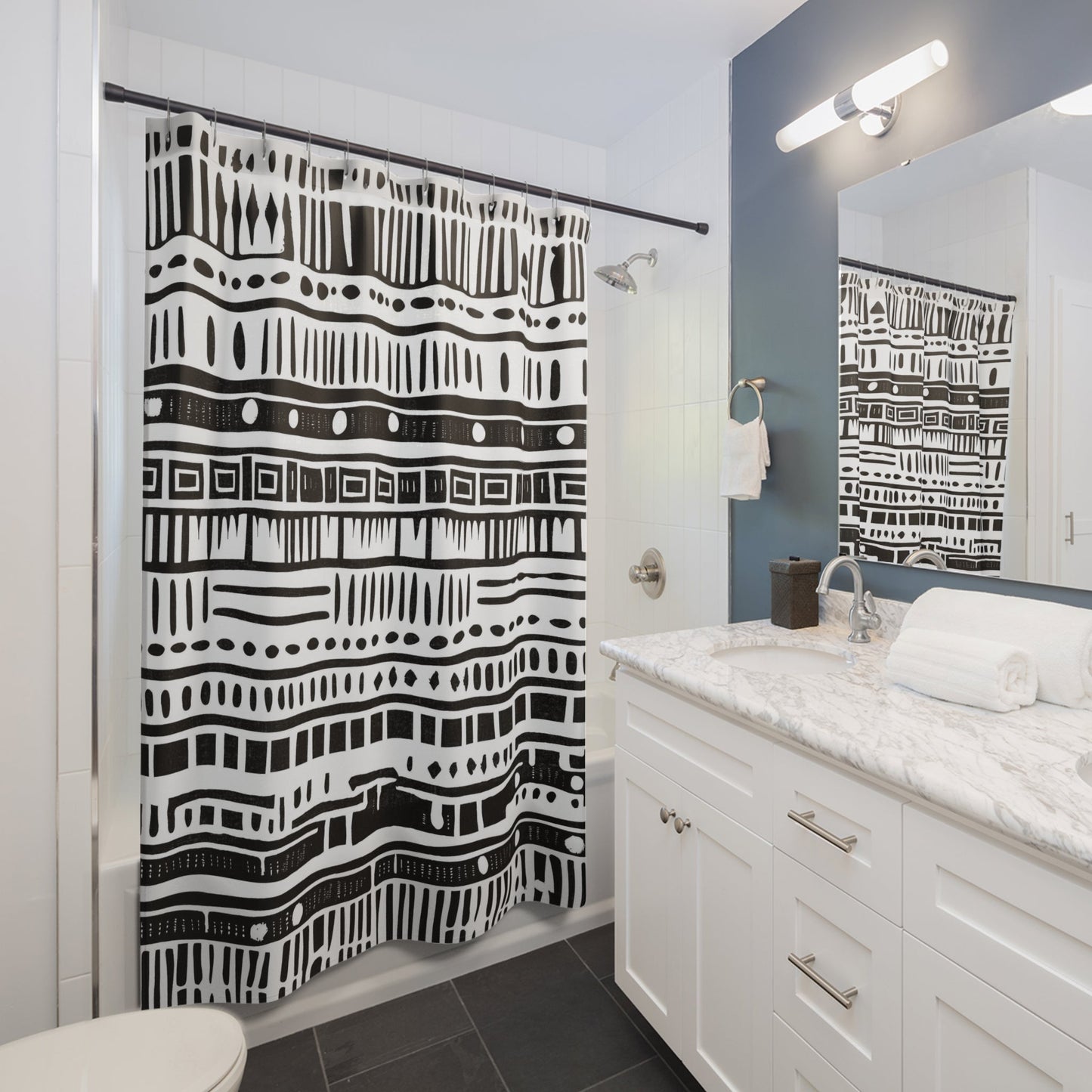 African Mud Cloth Shower Curtain - SANKTUARI DECOR