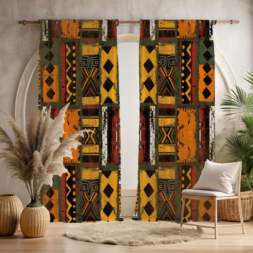 African Mudcloth Blackout Curtains - SANKTUARI DECOR