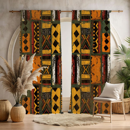 African Mudcloth Blackout Curtains - SANKTUARI DECOR