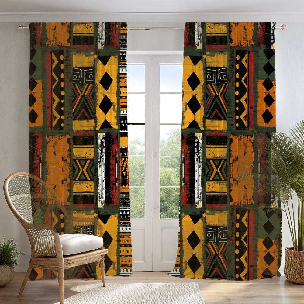African Mudcloth Blackout Curtains - SANKTUARI DECOR