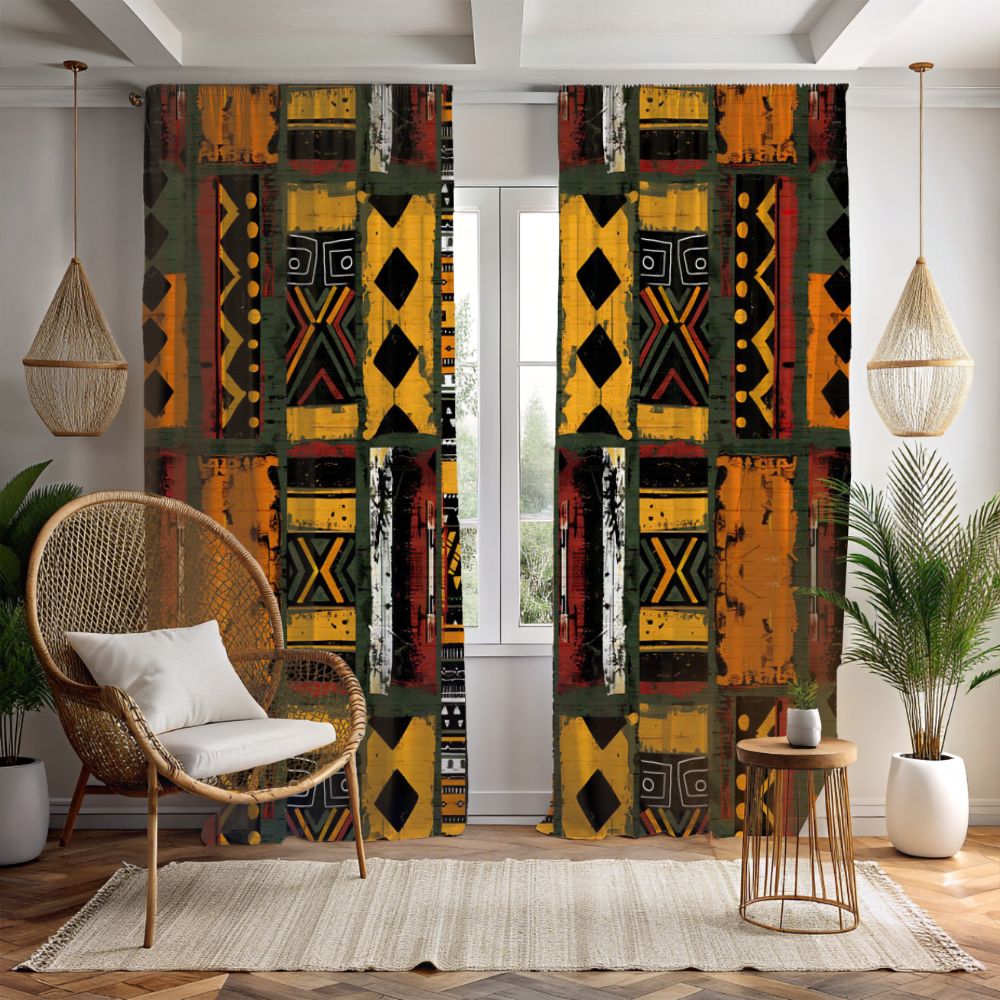 African Mudcloth Blackout Curtains - SANKTUARI DECOR