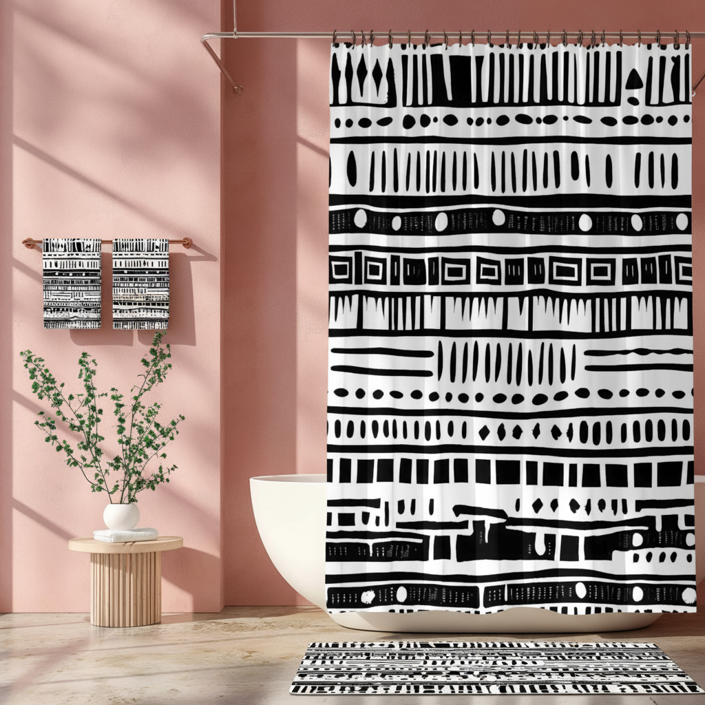 African Mudcloth - Pink Bathroom Full Set