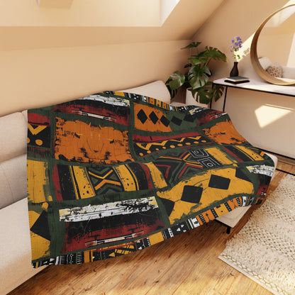 African Mudcloth Sherpa Blanket - SANKTUARI DECOR