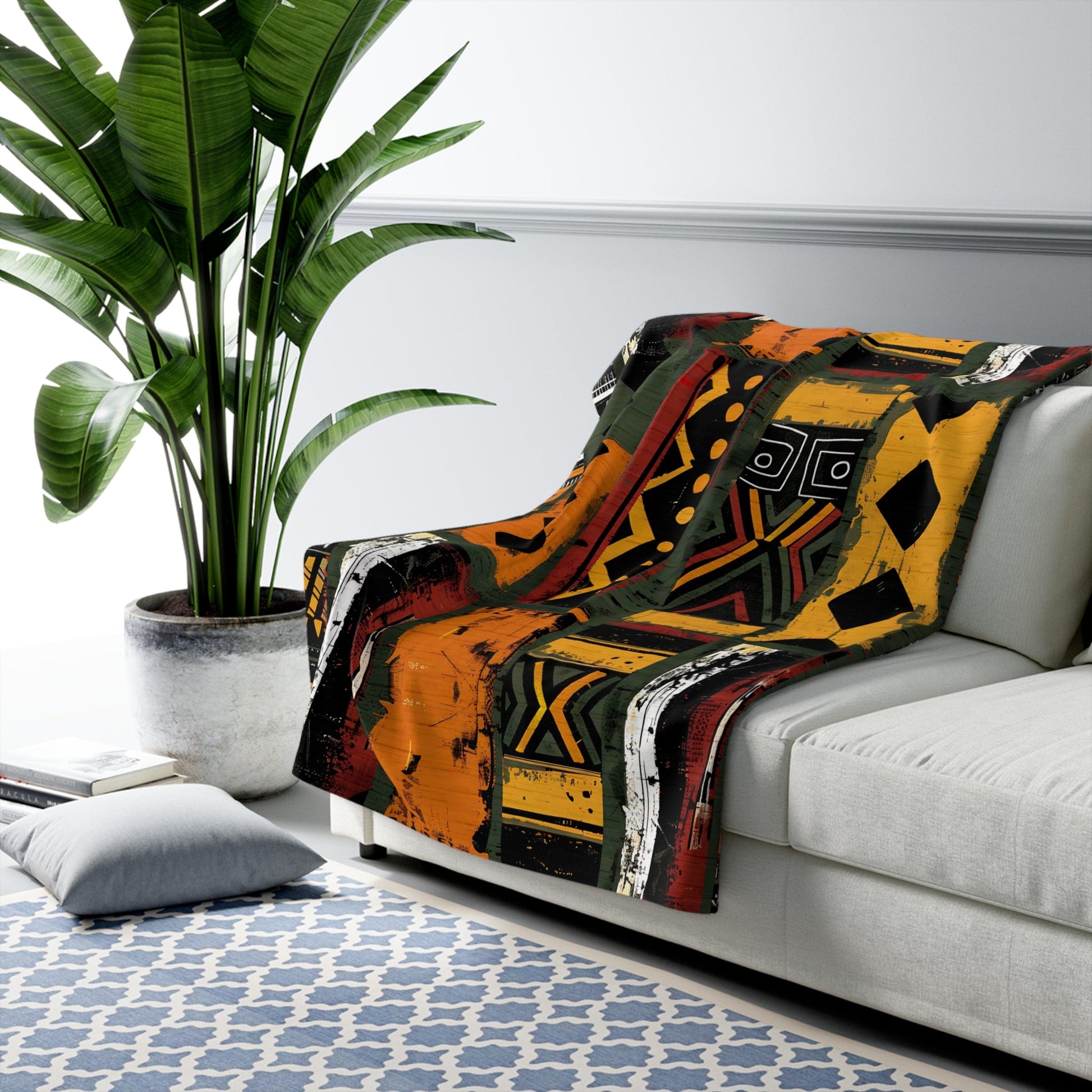 African Mudcloth Sherpa Blanket - SANKTUARI DECOR