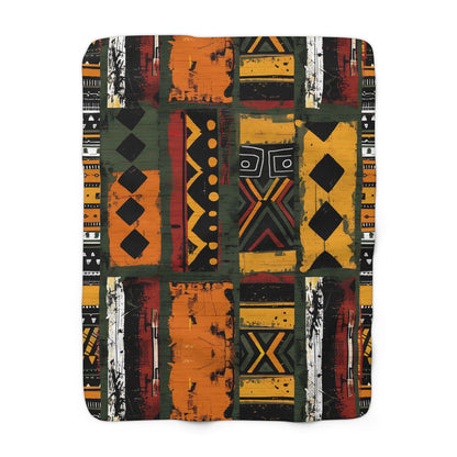 African Mudcloth Sherpa Blanket - SANKTUARI DECOR