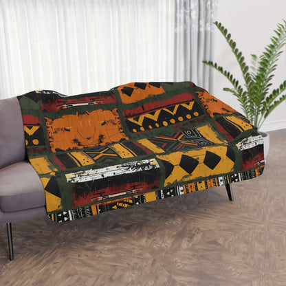 African Mudcloth Sherpa Blanket - SANKTUARI DECOR