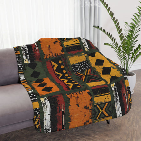 African Mudcloth Sherpa Blanket - SANKTUARI DECOR