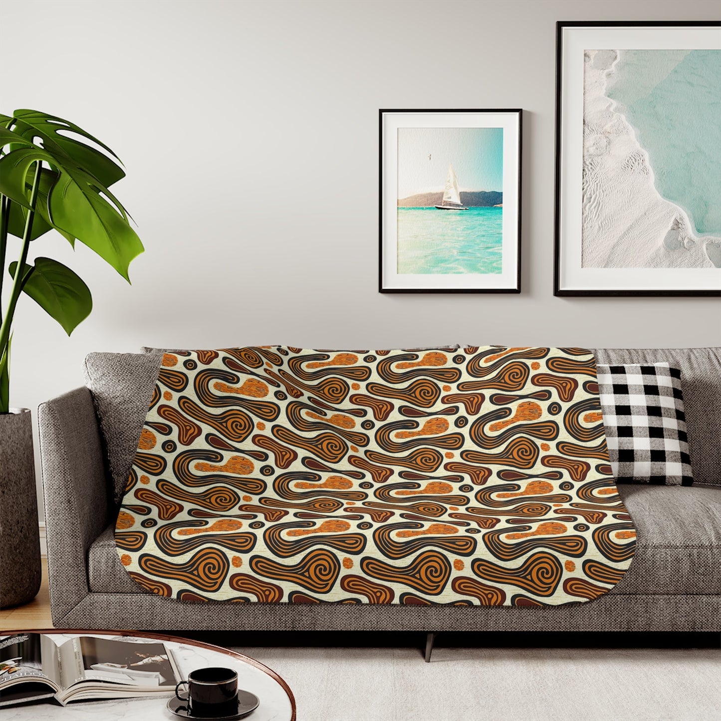 African Mudcloth Sherpa Blanket - SANKTUARI DECOR