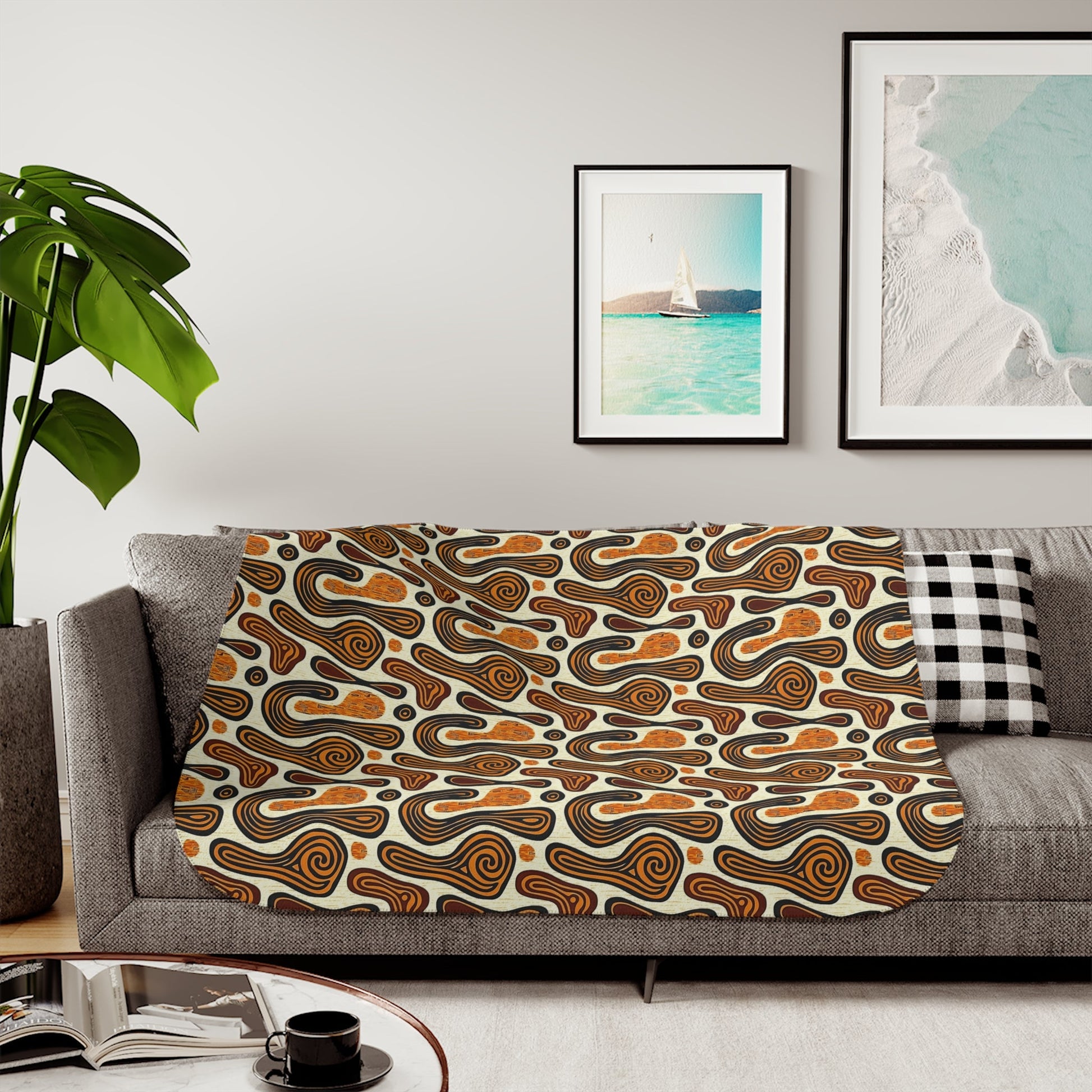 African Mudcloth Sherpa Blanket - SANKTUARI DECOR