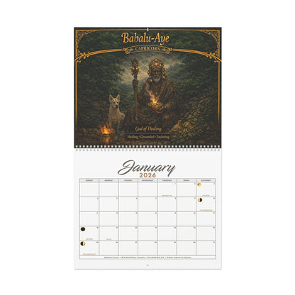African Orishas Zodiac and Moon Phases 2026 Wall Calendar - SANKTUARI DECOR