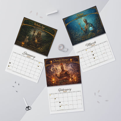 African Orishas Zodiac and Moon Phases 2026 Wall Calendar - SANKTUARI DECOR