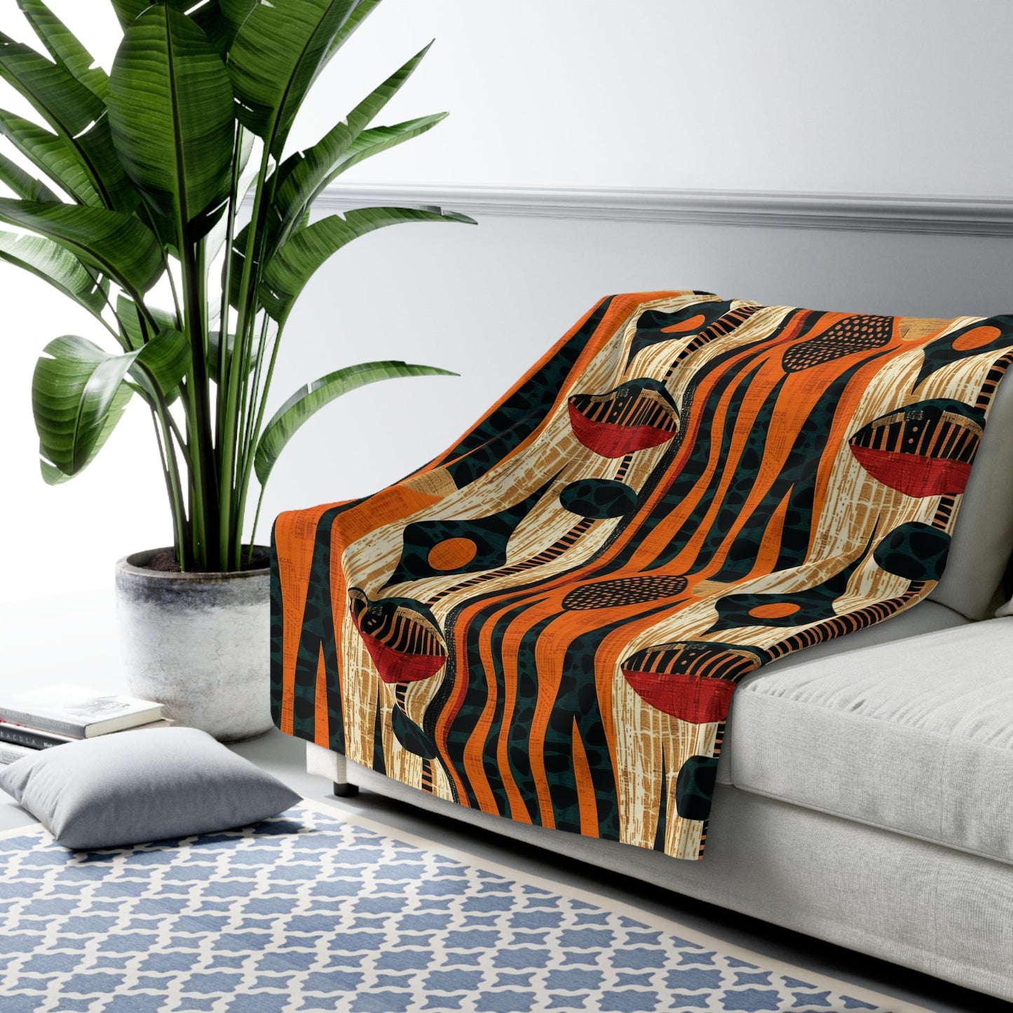 African Print Sherpa Blanket - SANKTUARI DECOR