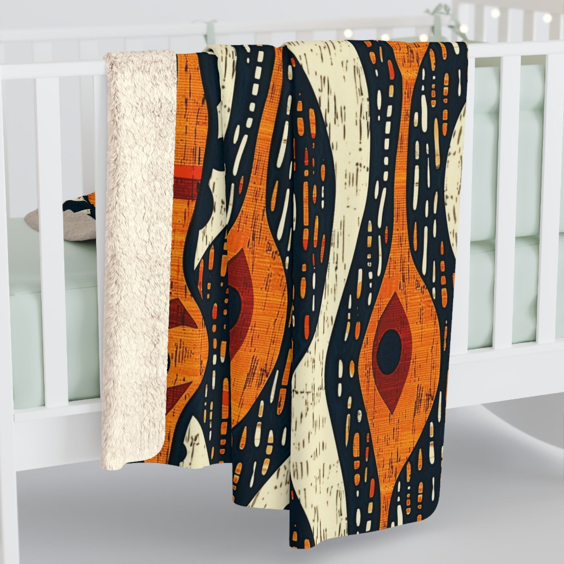 African Tribal Mudcloth Sherpa Blanket - SANKTUARI DECOR