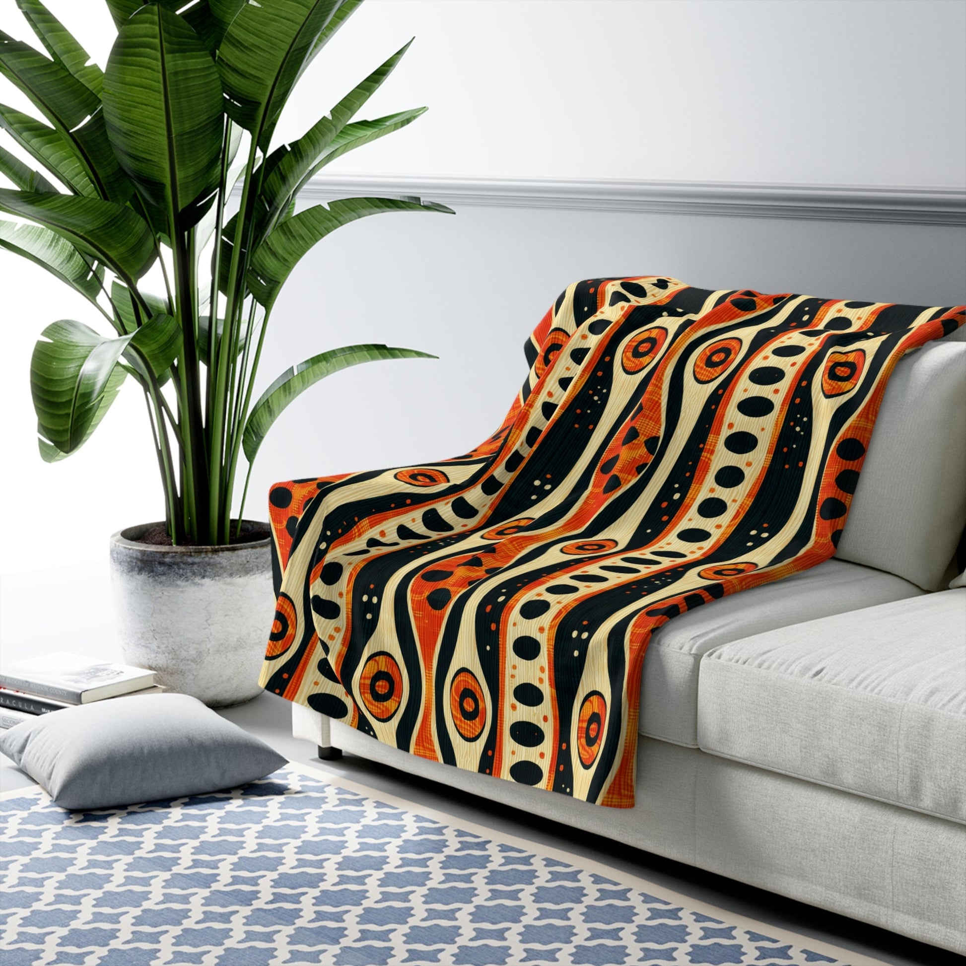 African Tribal Mudcloth Sherpa Blanket - SANKTUARI DECOR