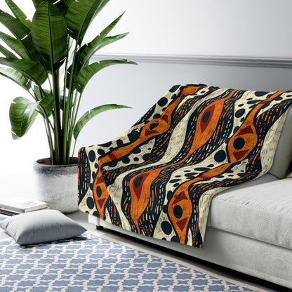 African Tribal Mudcloth Sherpa Blanket - SANKTUARI DECOR