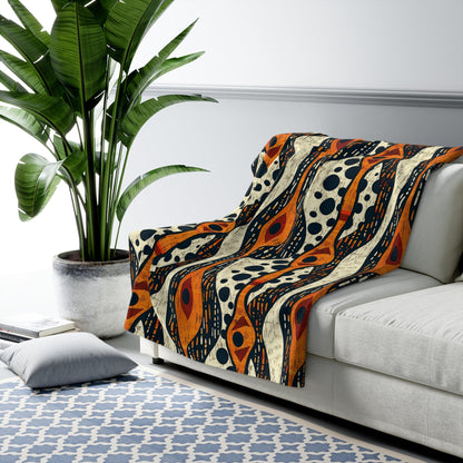 African Tribal Mudcloth Sherpa Blanket - SANKTUARI DECOR