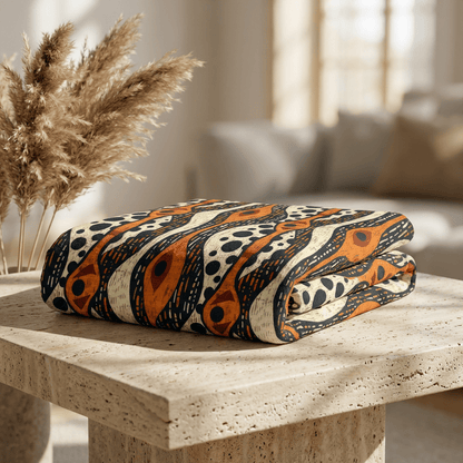 African Tribal Mudcloth Sherpa Blanket - SANKTUARI DECOR