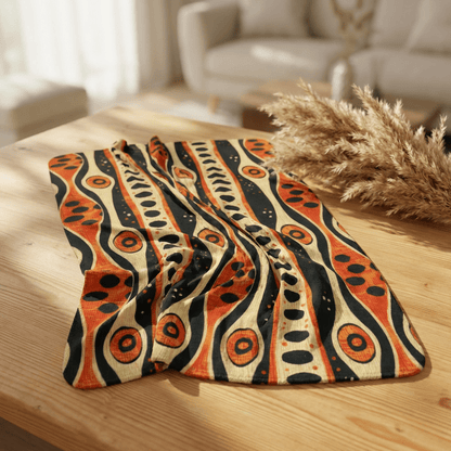 African Tribal Mudcloth Sherpa Blanket - SANKTUARI DECOR