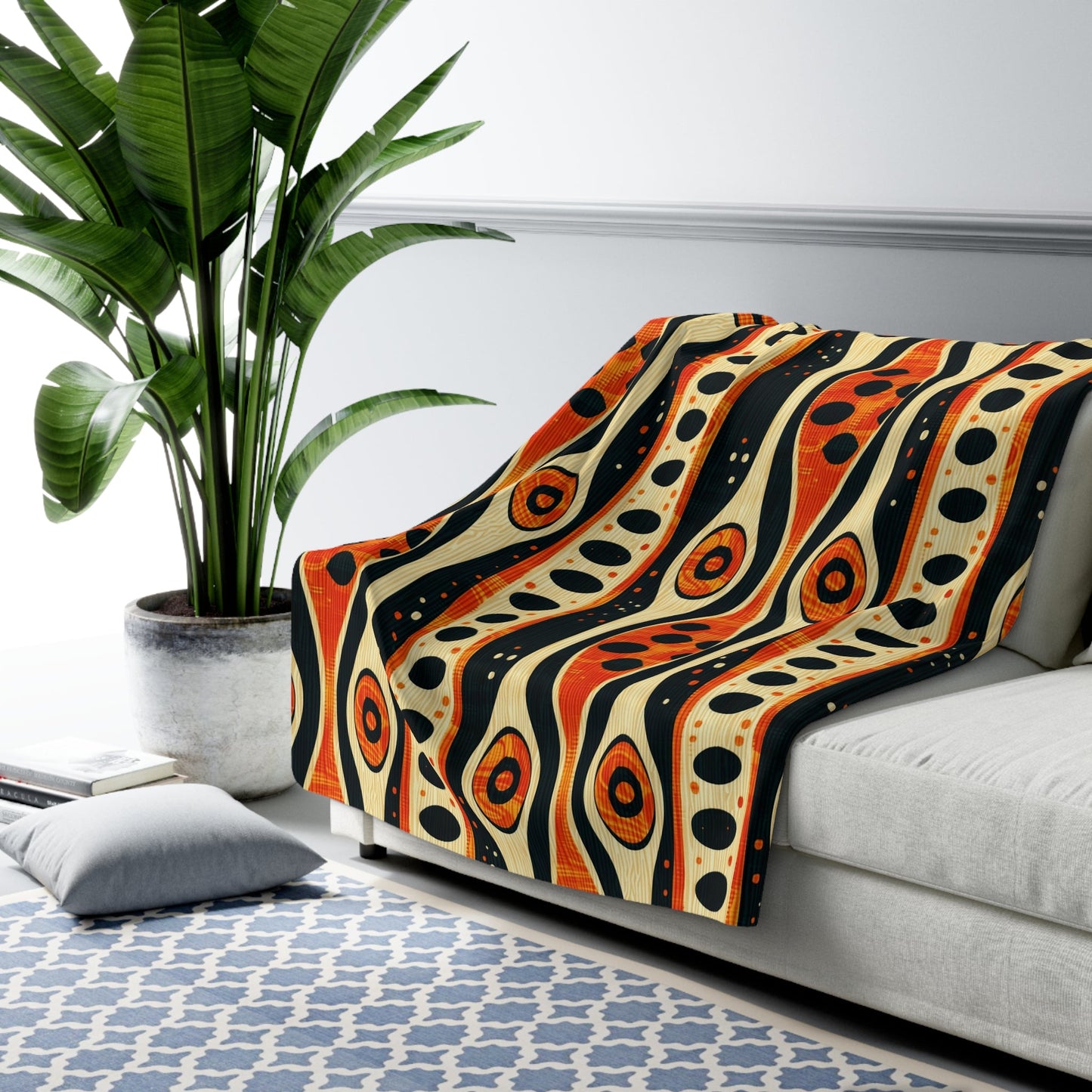 African Tribal Mudcloth Sherpa Blanket - SANKTUARI DECOR