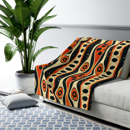 African Tribal Mudcloth Sherpa Blanket - SANKTUARI DECOR