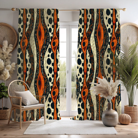 African Tribal Print Window Curtains - SANKTUARI DECOR