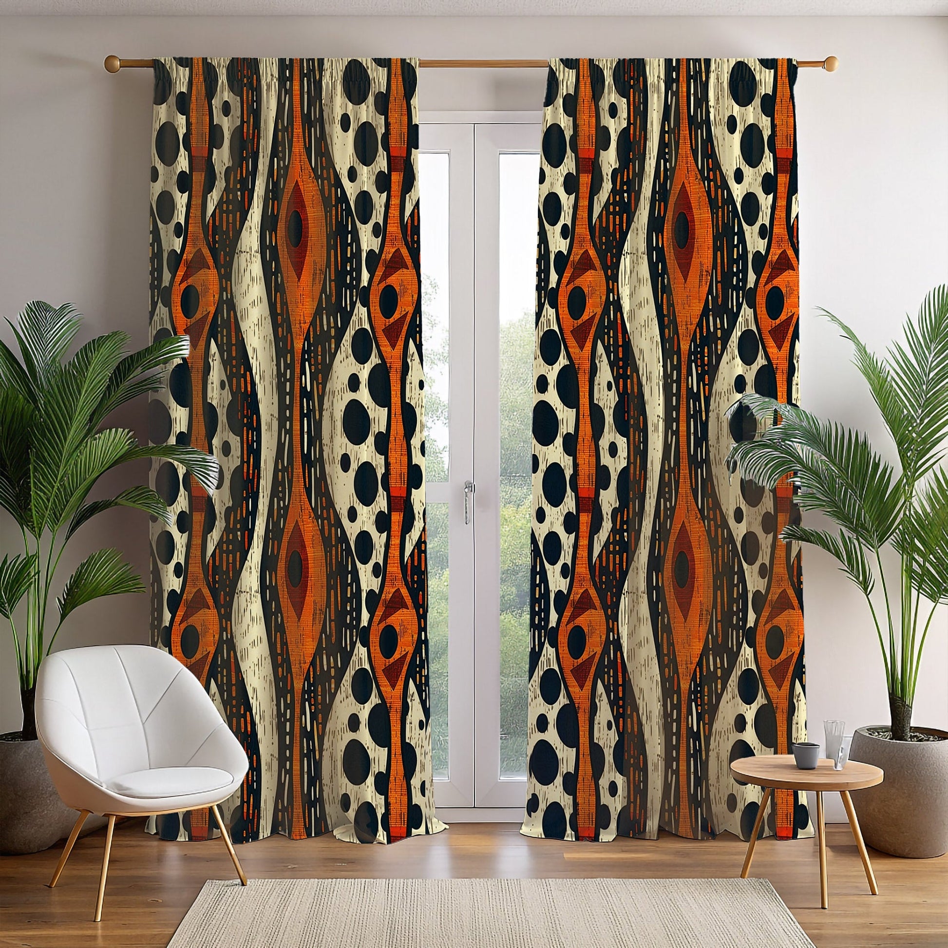 African Tribal Print Window Curtains - SANKTUARI DECOR