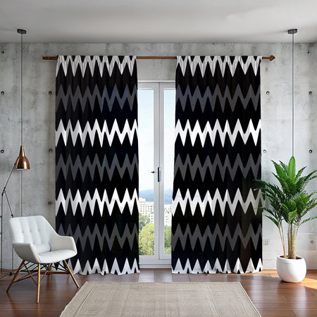 Geometric African window curtain panels