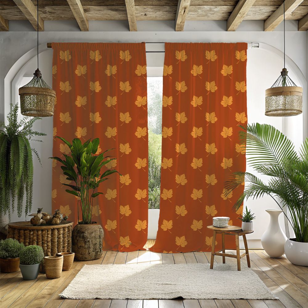 Autumn Leaf Window Curtains - SANKTUARI DECOR