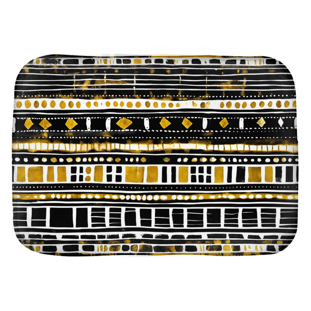 Gold & Black Mud Cloth Print Bath Mat