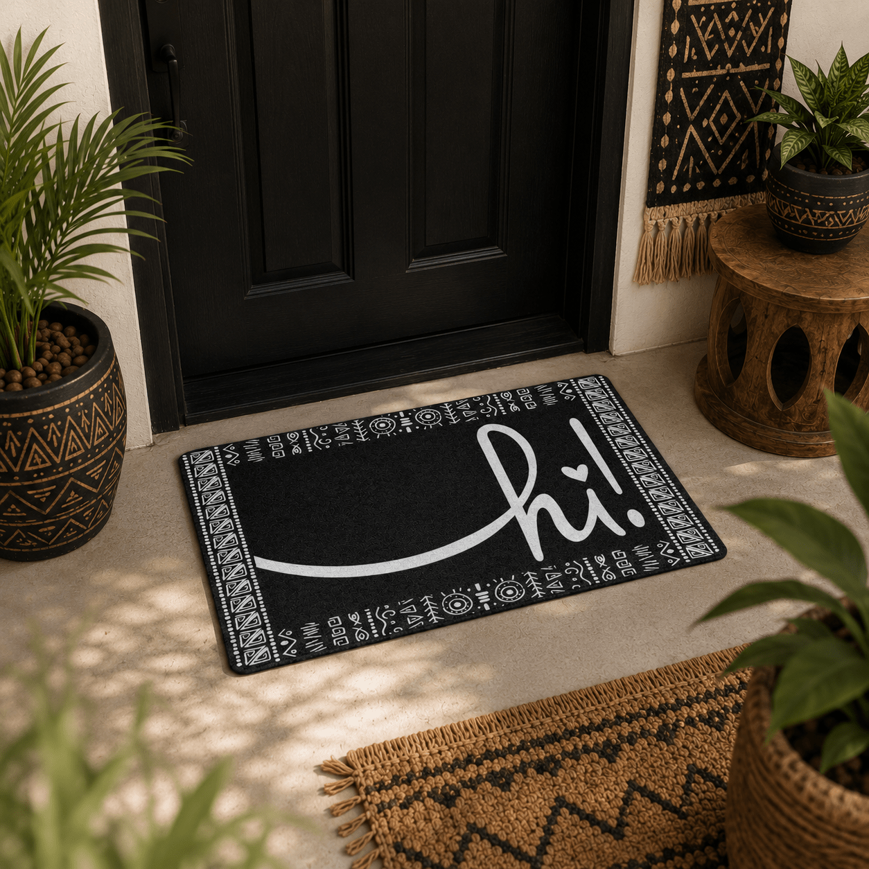 Black Afro Boho Hi Doormat - SANKTUARI DECOR