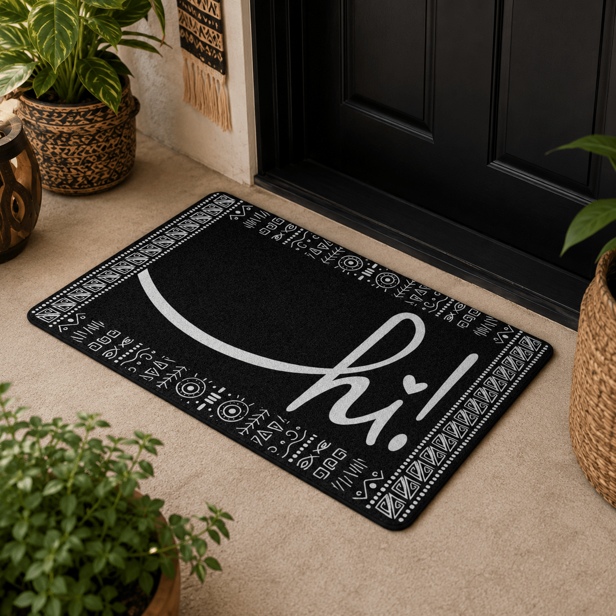 Black Afro Boho Hi Doormat - SANKTUARI DECOR