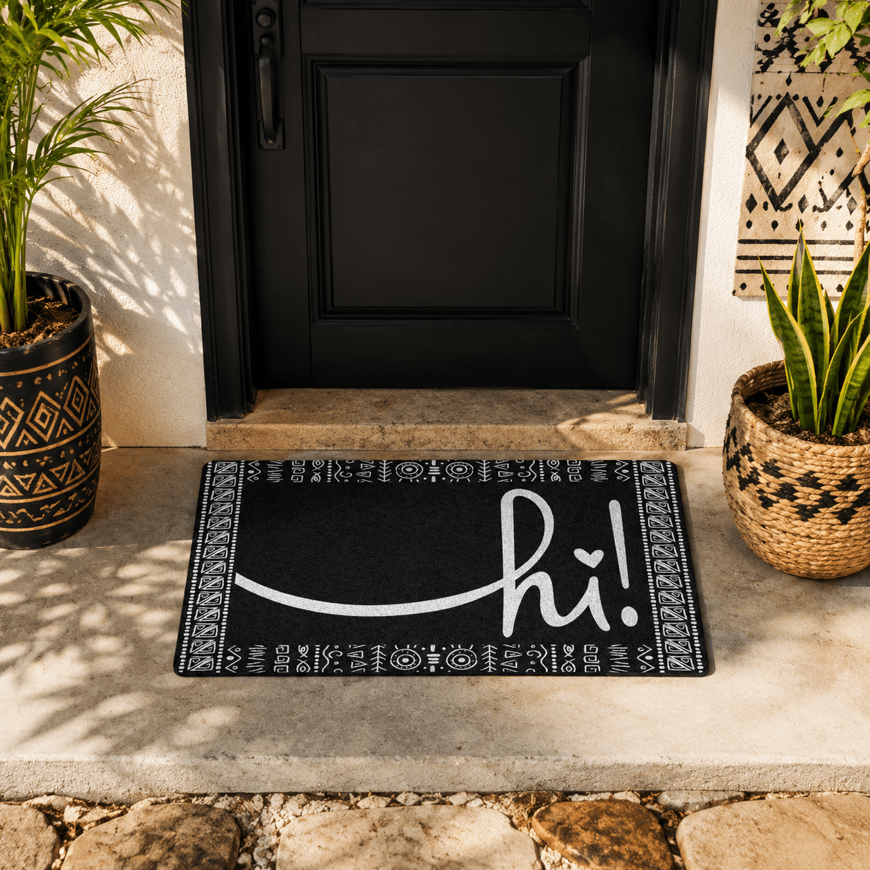 Black Afro Boho Hi Doormat - SANKTUARI DECOR