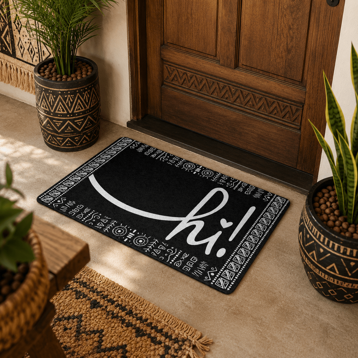 Black Afro Boho Hi Doormat - SANKTUARI DECOR